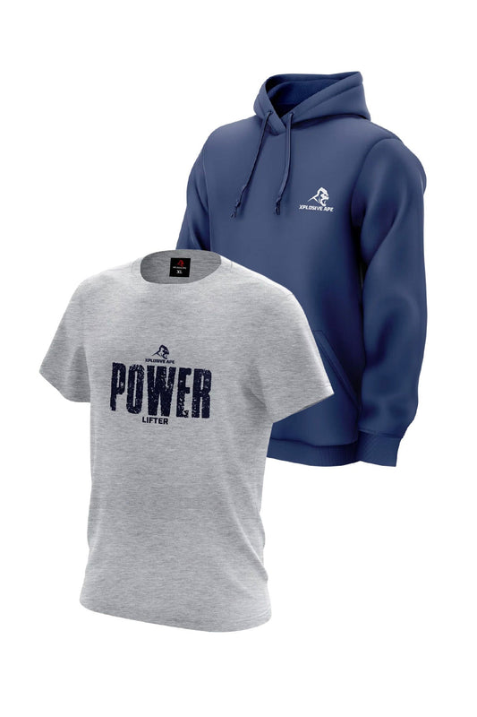 XAPE Prime Hoodie & Power Lifter V2 Tee Combo - Cobalt/Sports Grey