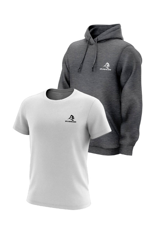XAPE Prime Hoodie & Prime Tech Tee Combo - Dark Heather/White