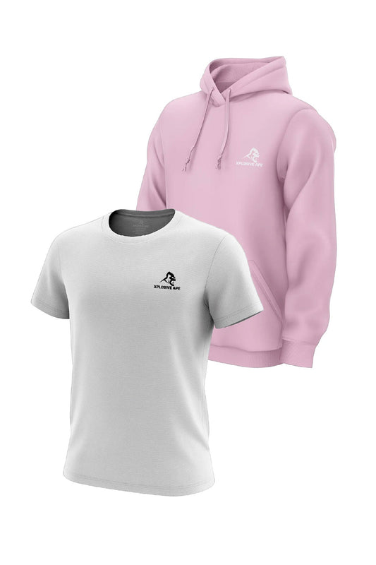 XAPE Prime Hoodie & Prime Tech Tee Combo - Light Pink/White