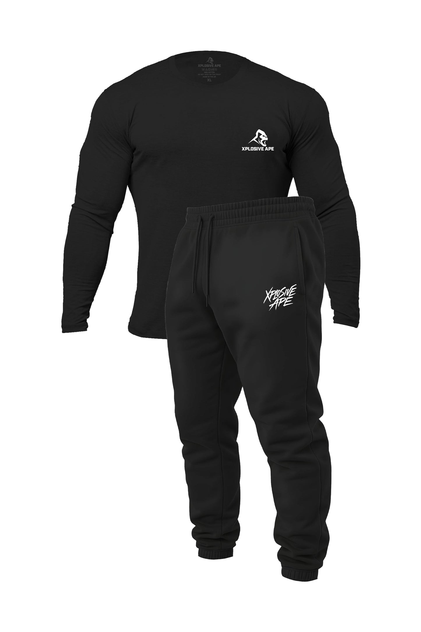 XAPE Prime Long Sleeve Tee & Classic Brush Script Joggers Combo - Black