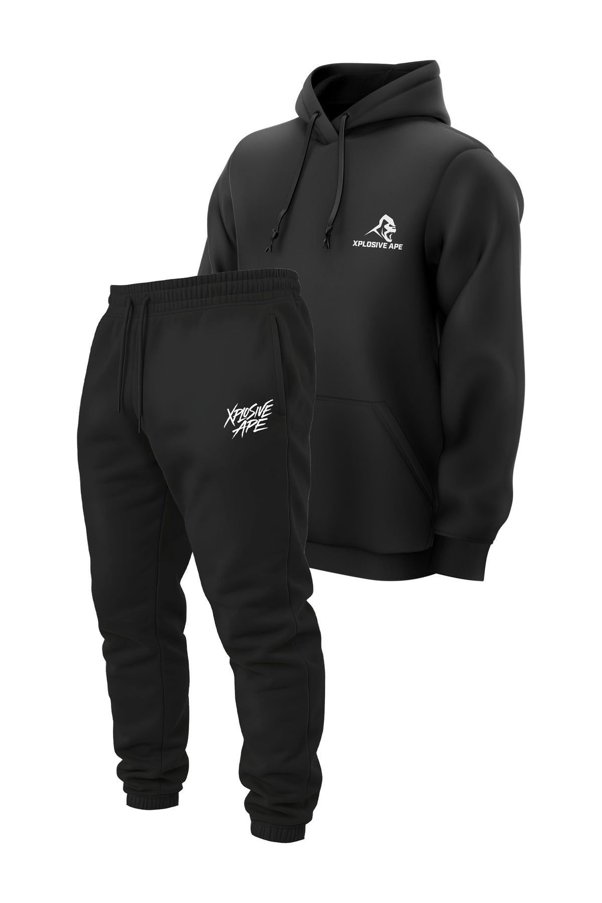 XAPE Prime String Hoodie & Classic Brush Script Joggers Combo - Black