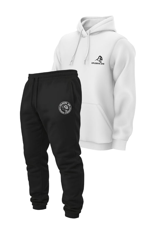 XAPE Prime String Hoodie & Uncaged Strength Joggers Combo - White/Black