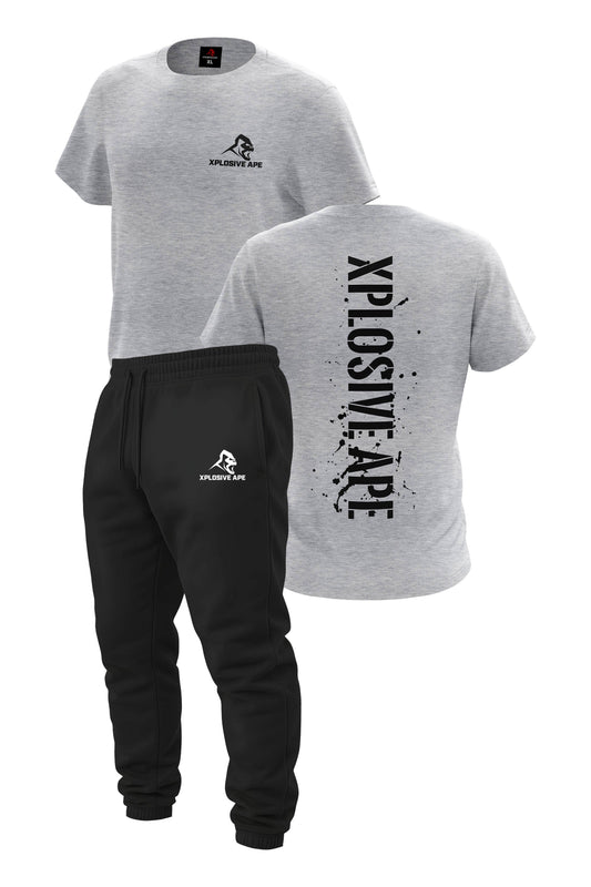 XAPE Smackdown Tee & Prime Joggers Combo - Sports Grey/Black