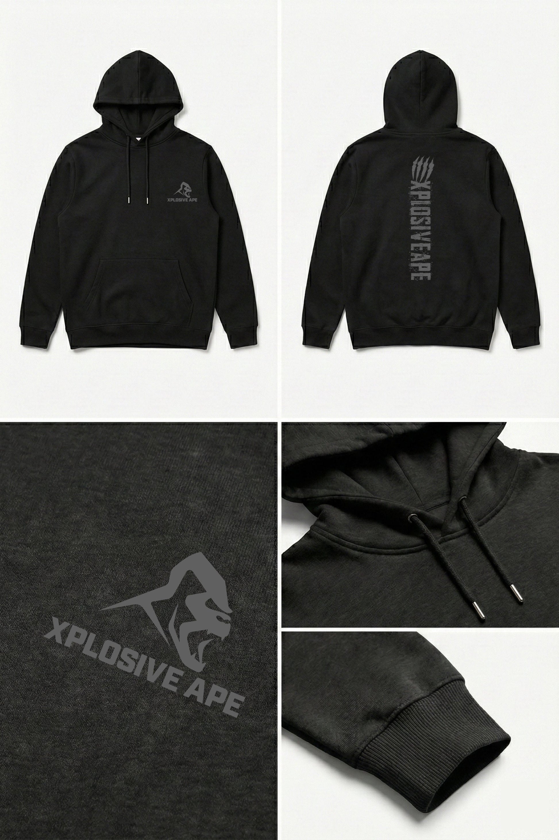 XAPE Claw Strike String Hoodie - Black