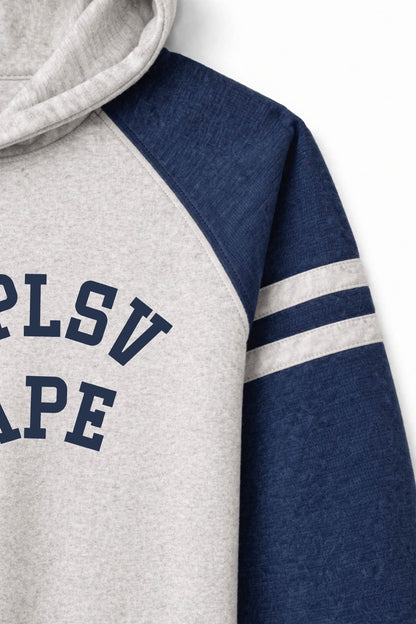 XAPE Collegiate Raglan Hoodie - Oatmeal Heather/Indigo