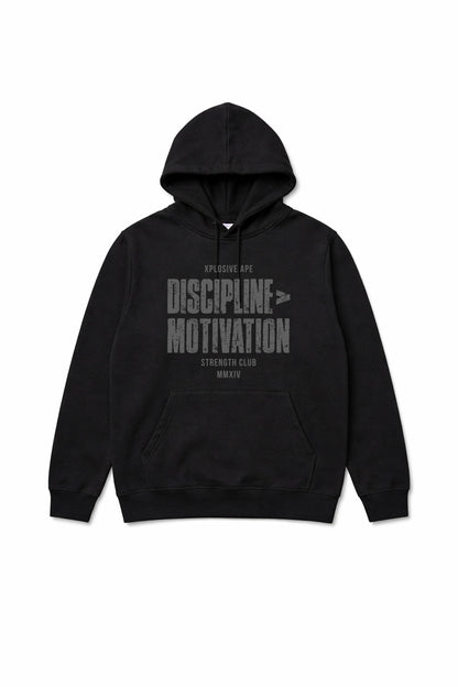 XAPE Discipline Motivation String Hoodie - Black