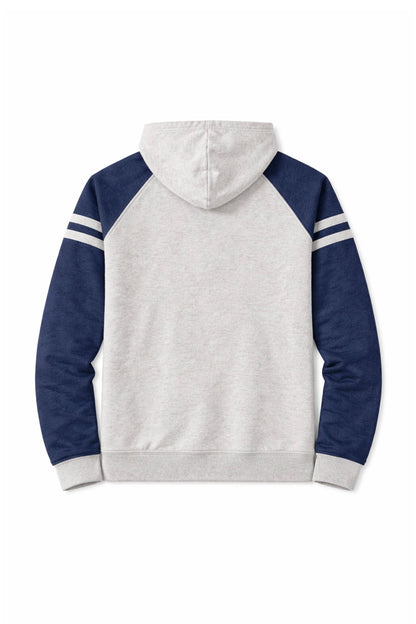 XAPE Heritage Script Raglan Hoodie - Oatmeal Heather/Indigo