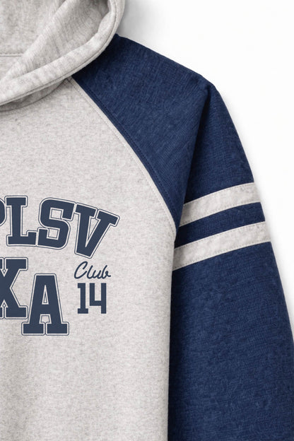 XAPE Speed Camp Raglan Hoodie - Oatmeal Heather/Indigo