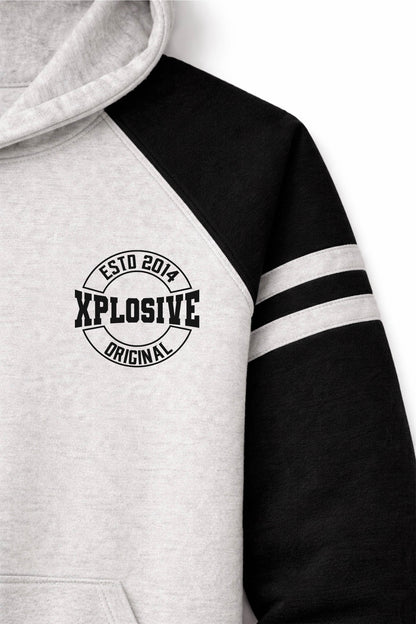 XAPE Varsity Prime Raglan Hoodie - Oatmeal Heather/Black