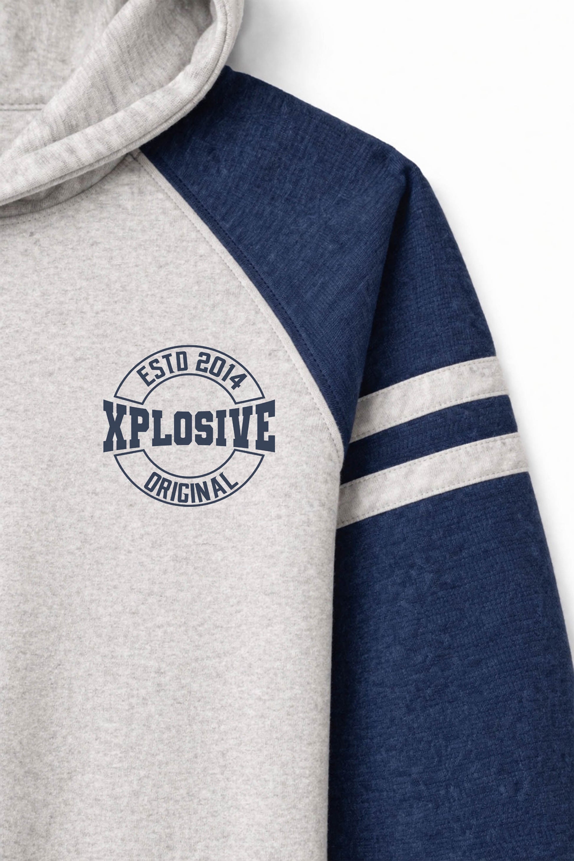 XAPE Varsity Prime Raglan Hoodie - Oatmeal Heather/Indigo