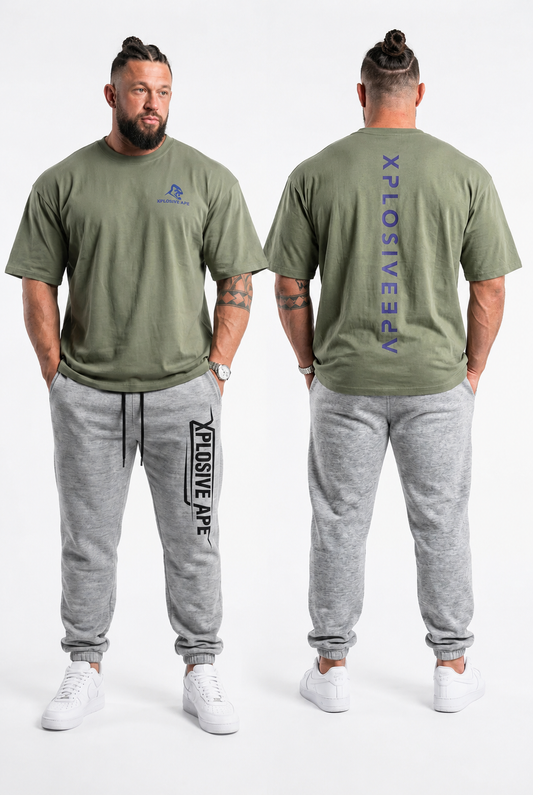 XAPE Futuristic Tee & Strike Joggers Combo - Sage/Sports Grey