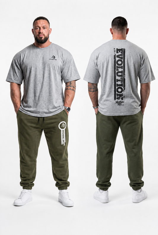 XAPE Evolution Tee & Panelled Joggers Combo - Sports Grey/Khaki