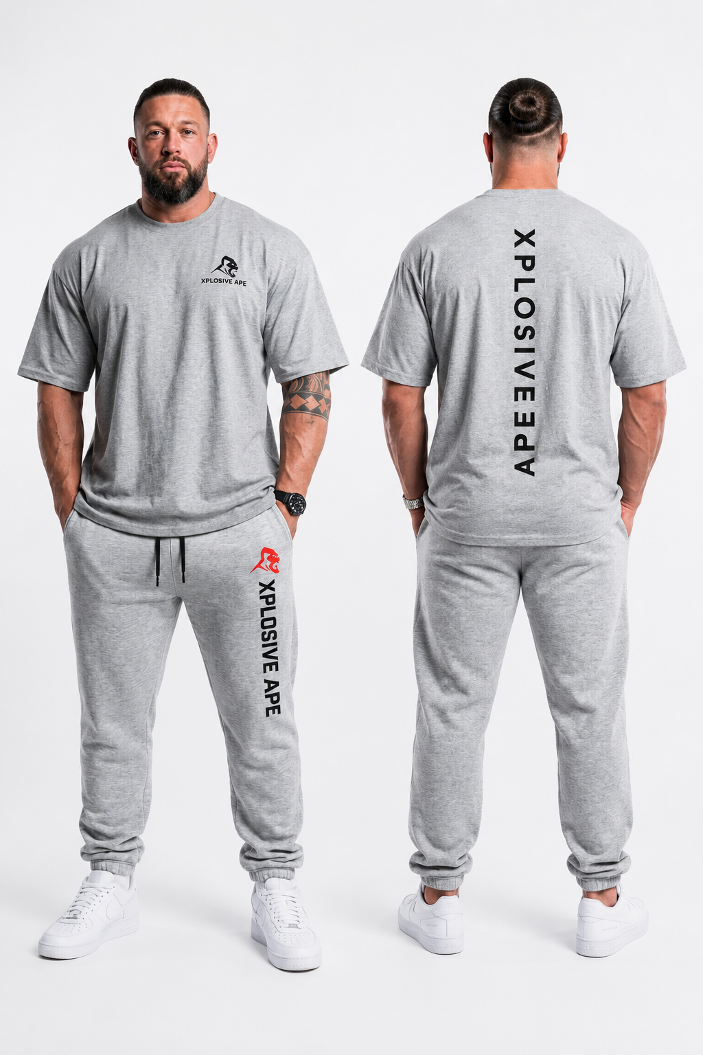 XAPE Futuristic Tee & Originals Joggers Combo - Sports Grey