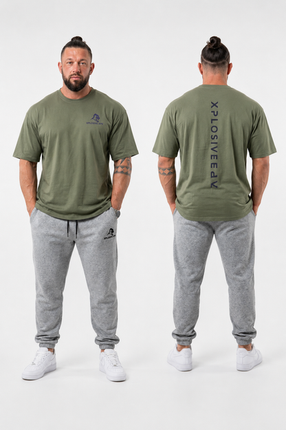 XAPE Futuristic Tee & Prime Joggers Combo - Sage/Sports Grey