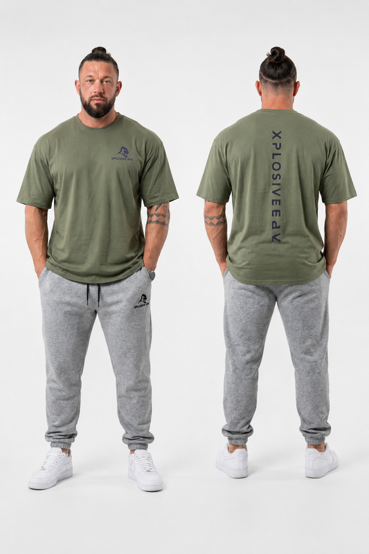 XAPE Futuristic Tee & Prime Joggers Combo - Sage/Sports Grey