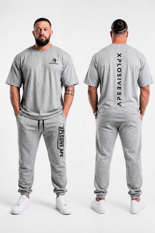 XAPE Futuristic Tee & Strike Joggers Combo - Sports Grey