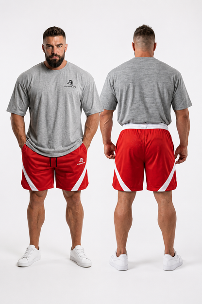 XAPE Essential Tee & Storm Shorts Combo - Sports Grey/Red