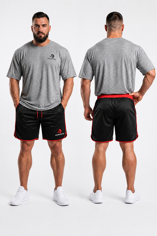 XAPE Essential Tee & Strike Elite Shorts Combo - Sports Grey/Black Red