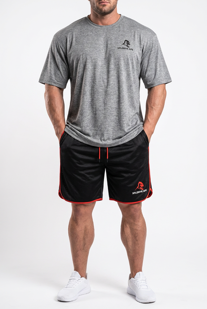 XAPE Essential Tee & Strike Elite Shorts Combo - Sports Grey/Black Red