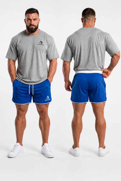 XAPE Essential Tee & Strike Elite Shorts Combo - Sports Grey/Blue
