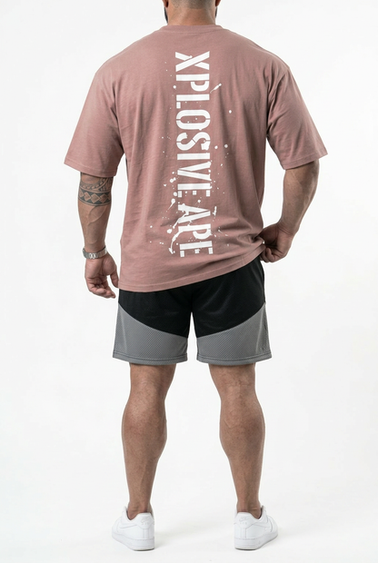 XAPE Smackdown OS Tee & Rogue Combat Shorts Combo - Dusty Pink/Grey