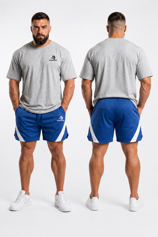 XAPE Essential Tee & Storm Shorts Combo - Sports Grey/Blue