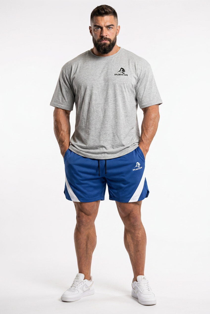 XAPE Essential Tee & Storm Shorts Combo - Sports Grey/Blue