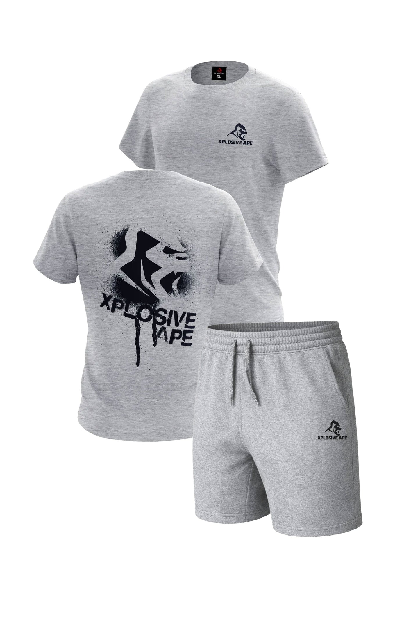 XAPE Canister Tee & Prime Oversized Shorts Combo - Sports Grey
