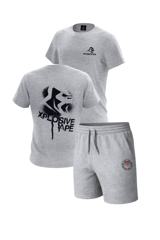 XAPE Canister Tee & Venus Oversized Shorts Combo - Sports Grey