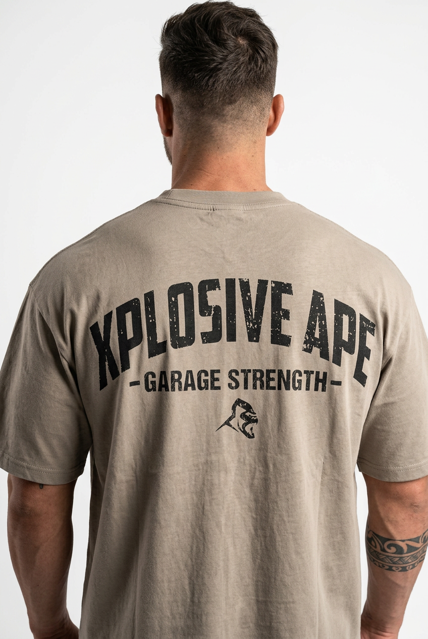 XAPE Garage Strength V3 Oversized Tee - Sand