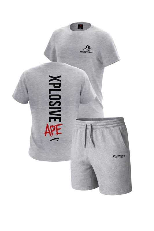 XAPE Graffiti Tee & Desolate Oversized Shorts Combo - Sports Grey