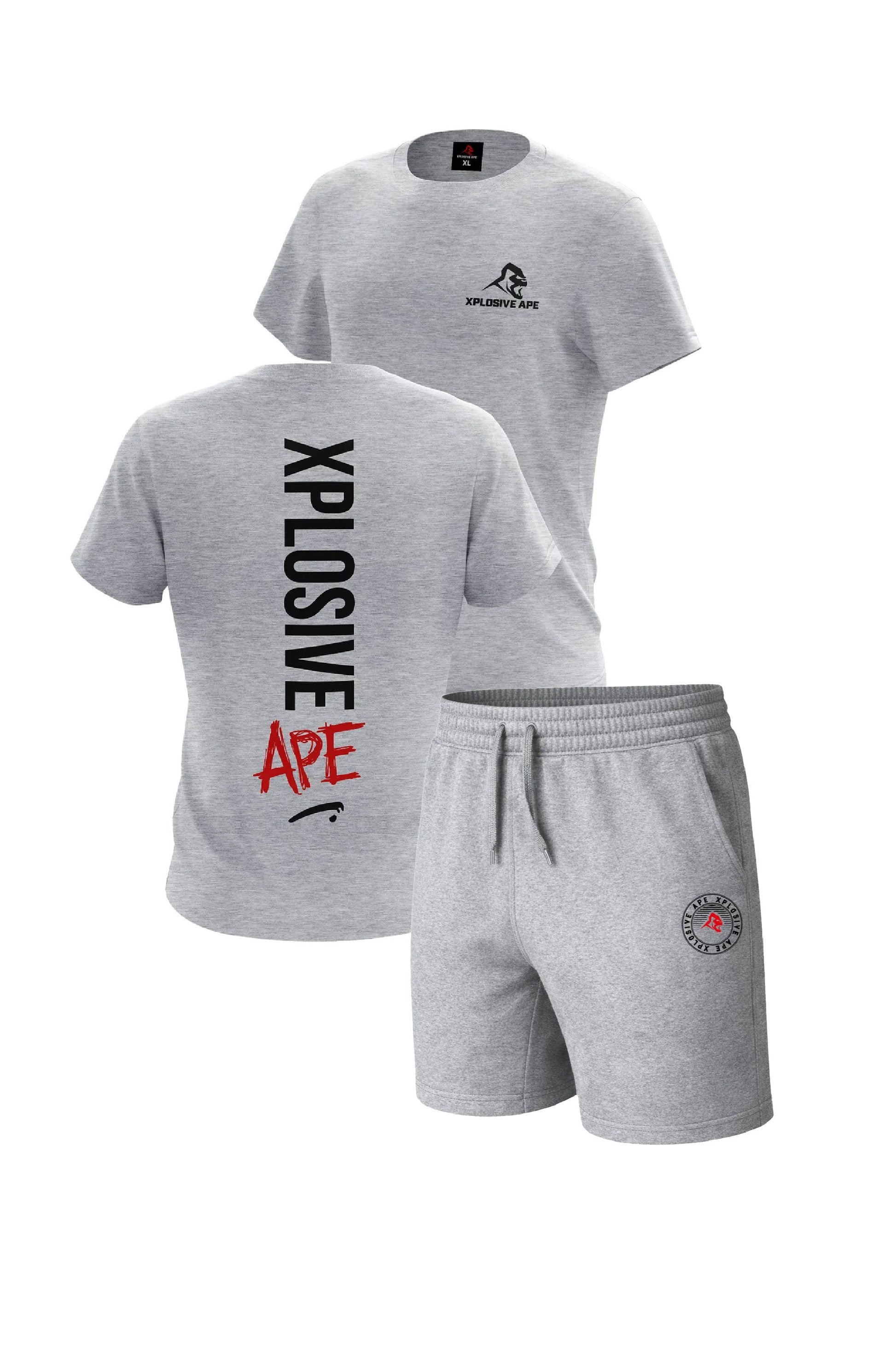 XAPE Graffiti Tee & Venus Oversized Shorts Combo - Sports Grey