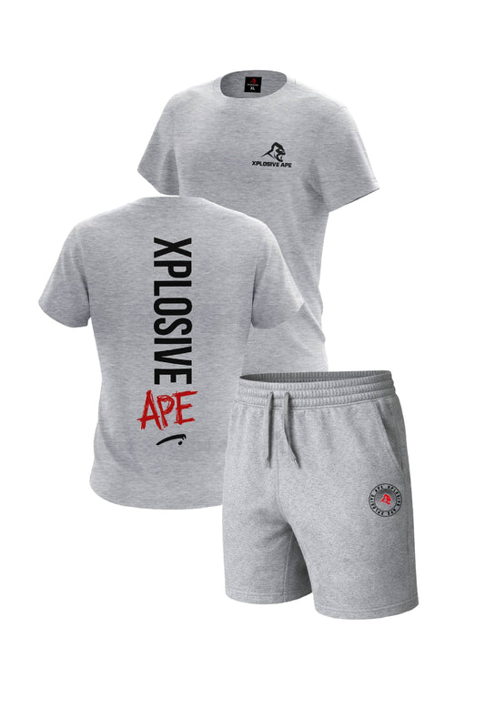 XAPE Graffiti Tee & Venus Oversized Shorts Combo - Sports Grey