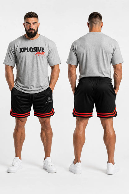 XAPE Holder V2 Tee & Strike Shorts Combo - Sports Grey/Black