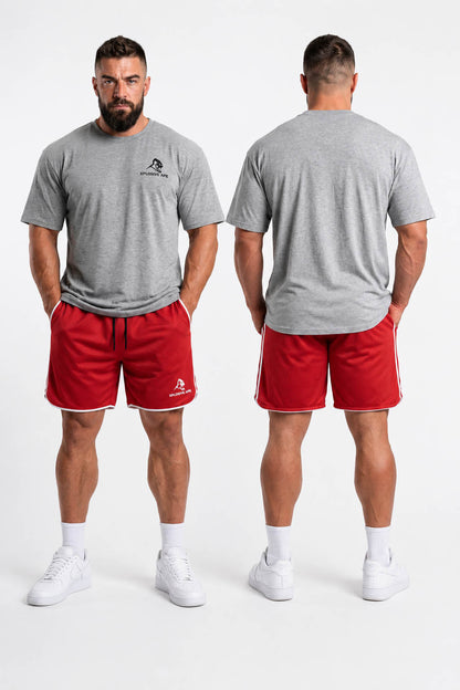 XAPE Essential Tee & Strike Elite Shorts Combo - Sports Grey/Red