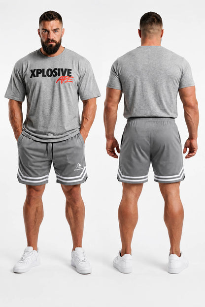 XAPE Holder V2 Tee & Strike Shorts Combo - Sports Grey/Grey