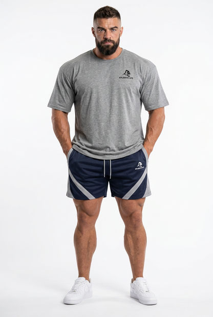 XAPE Essential Tee & Nightfall War Shorts Combo - Sports Grey/Purple