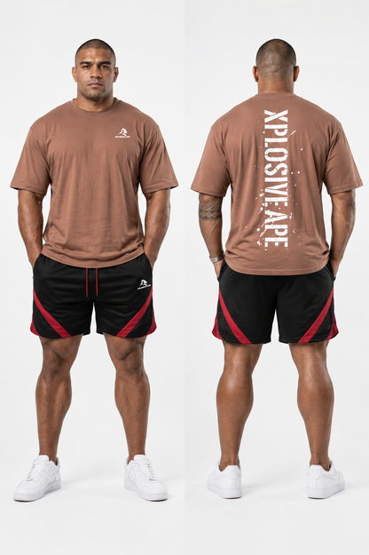 XAPE Smackdown OS Tee & Nightfall War Shorts Combo - Dusty Pink/Black