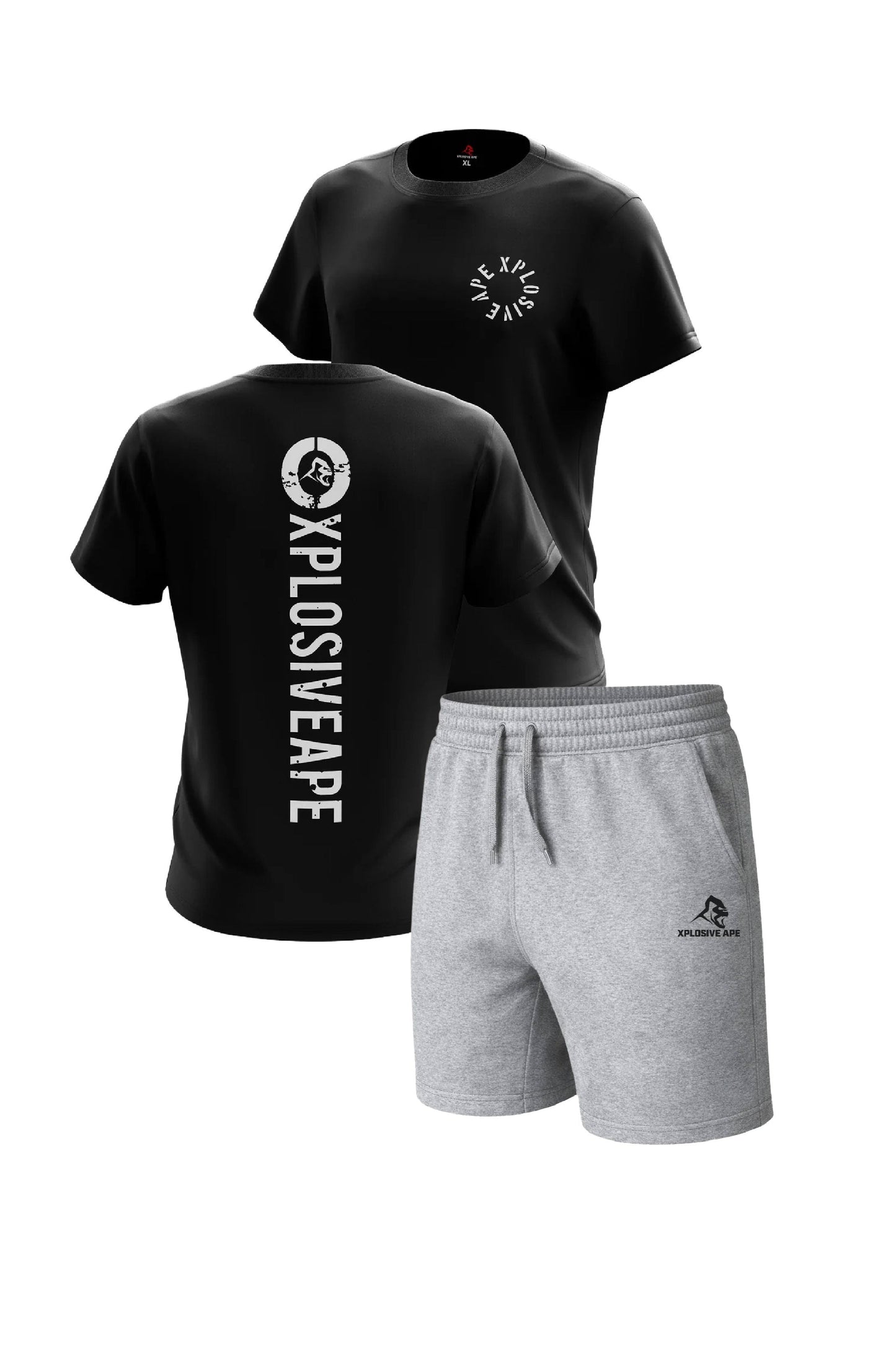 XAPE Impact Tee & Prime Oversized Shorts Combo - Black/Ash Grey