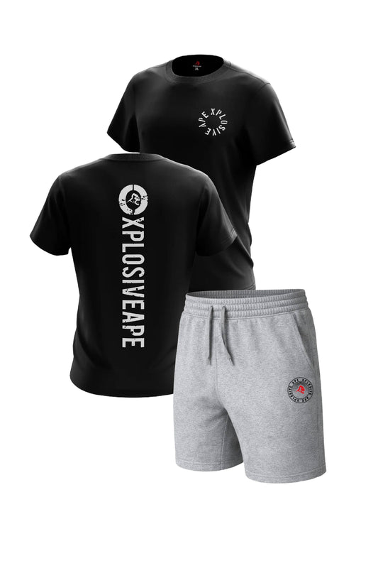 XAPE Impact Tee & Venus Oversized Shorts Combo - Black/Ash Grey