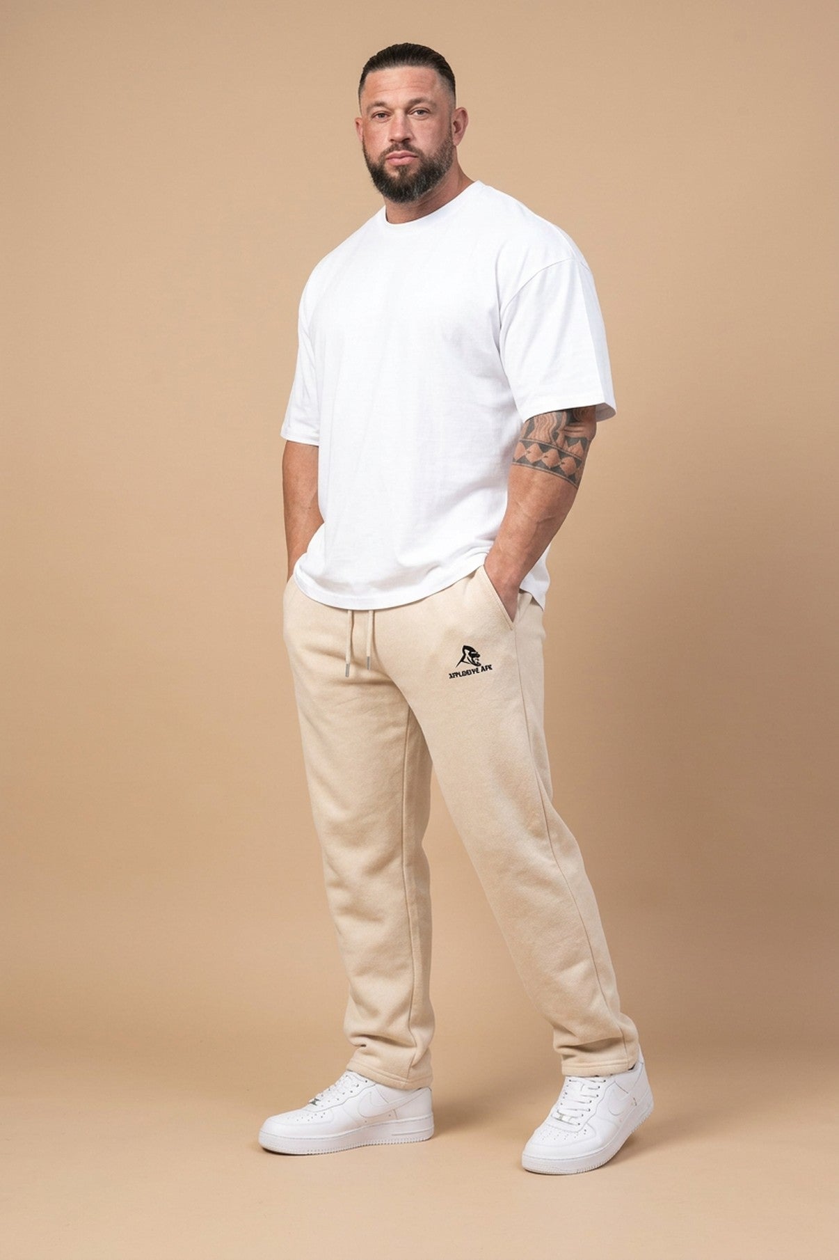 XAPE Prime Logo Relaxed Fit Joggers - Stone