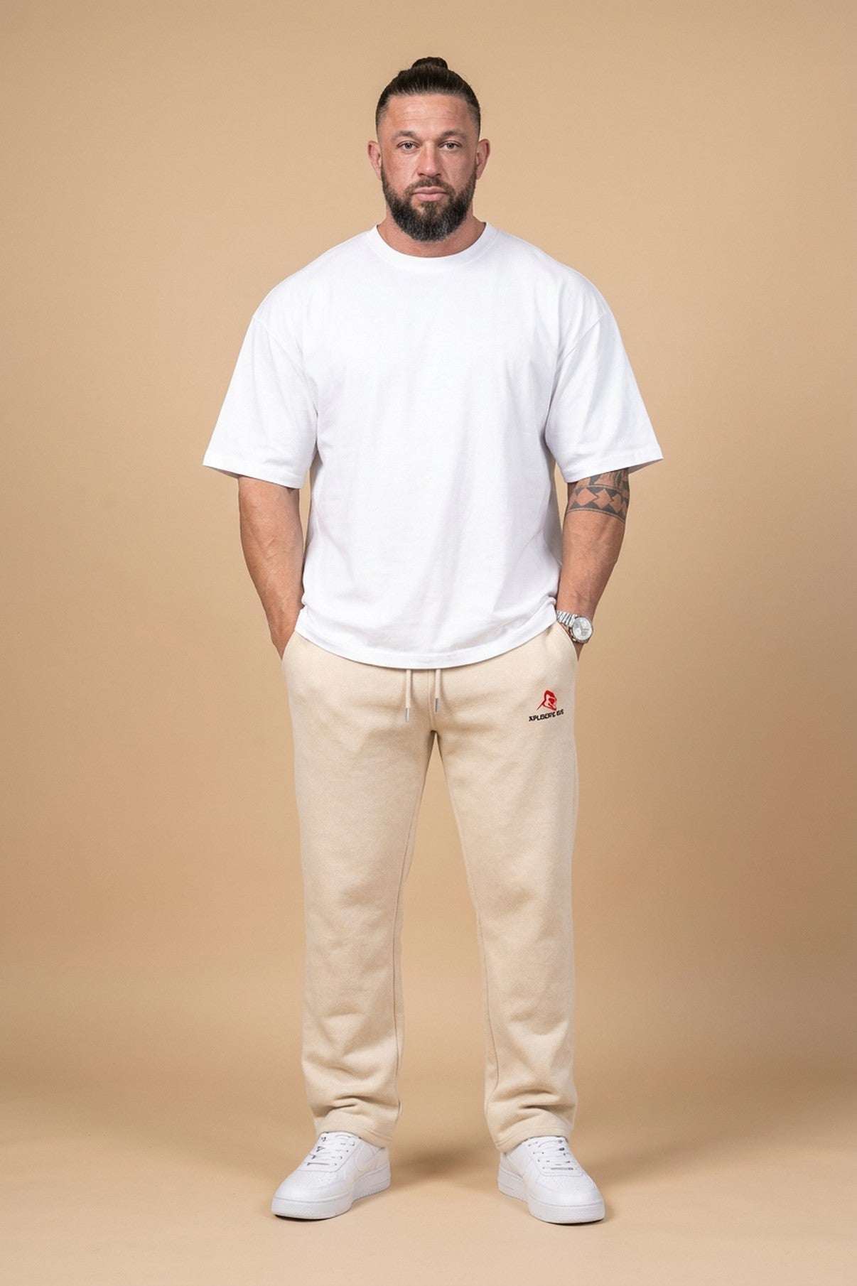 XAPE Original Logo Relaxed Fit Joggers - Stone