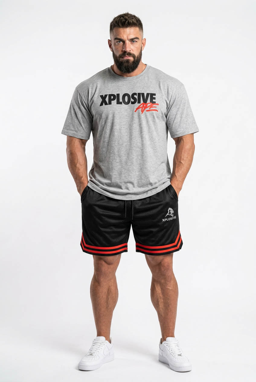 XAPE Holder V2 Tee & Strike Shorts Combo - Sports Grey/Black