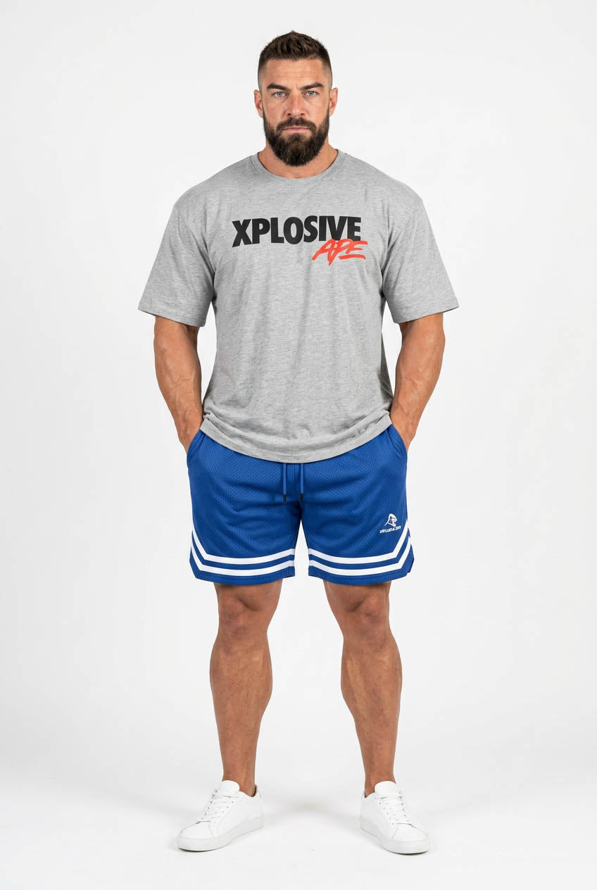 XAPE Holder V2 Tee & Strike Shorts Combo - Sports Grey/Blue