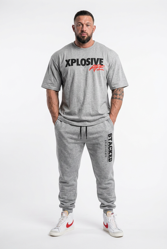 XAPE Holder Tee & Stacked Joggers Combo - Sports Grey