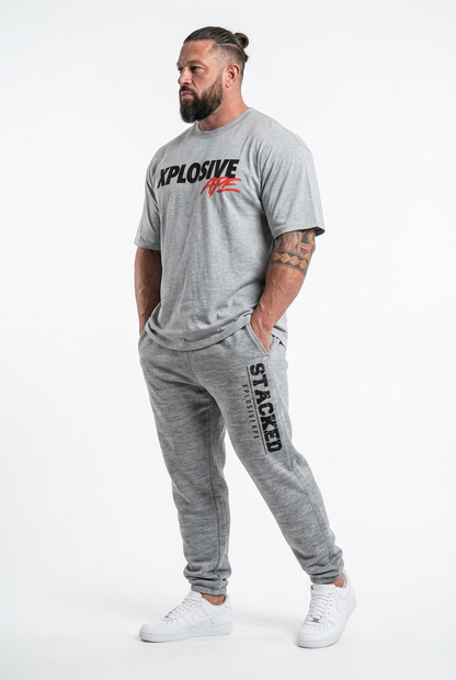 XAPE Holder Tee & Stacked Joggers Combo - Sports Grey