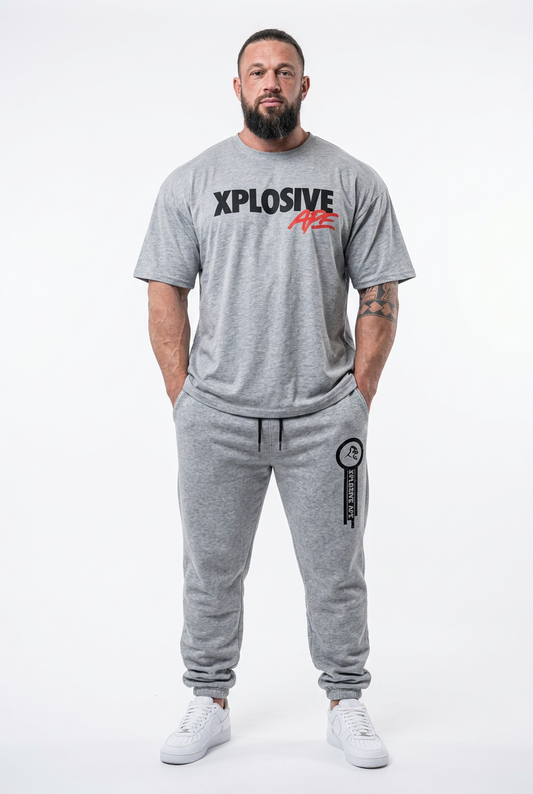 XAPE Holder Tee & Panelled Joggers Combo - Sports Grey