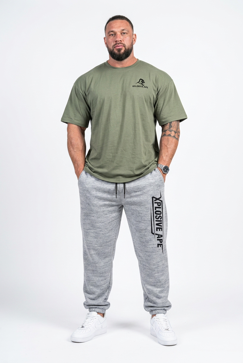 XAPE Essential Tee & Strike Joggers Combo - Sage/Sports Grey