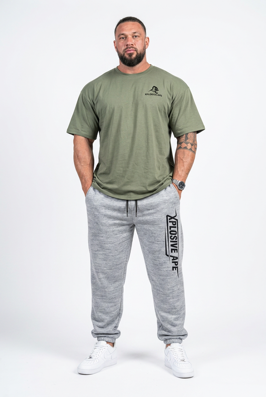XAPE Essential Tee & Strike Joggers Combo - Sage/Sports Grey