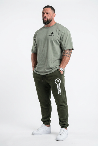 XAPE Essential Tee & Panelled Joggers Combo - Sage/Khaki
